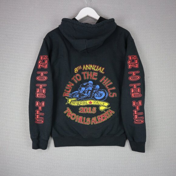 Run To The Hills 2015 Memorial Biker Rally Zip Up Hoodie Vintage Small - Picture 1 of 5